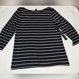 Willi Smith Black and White Striped Long Sleeve Top